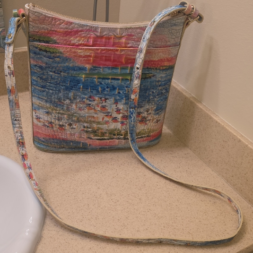 Brahmin Blue and Pink Crossbody Bag with Chic Design